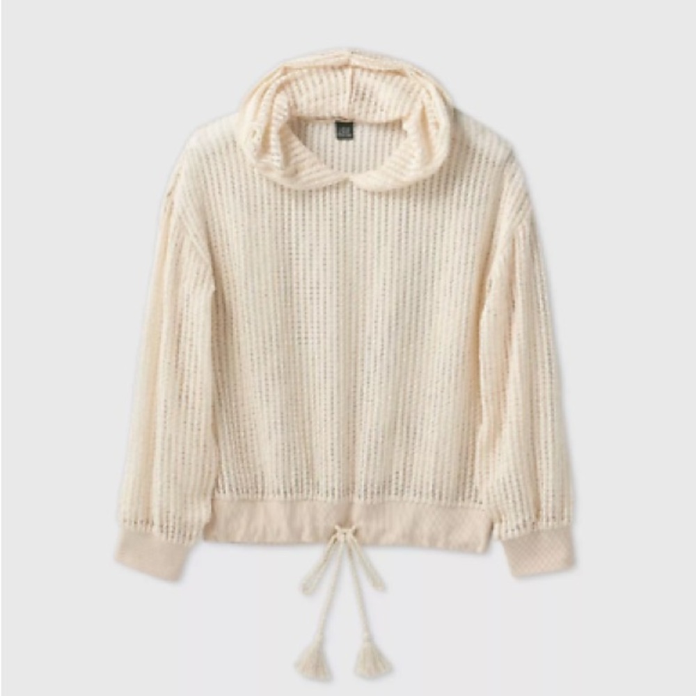 Wild Fable cream open knit hoodie - size medium